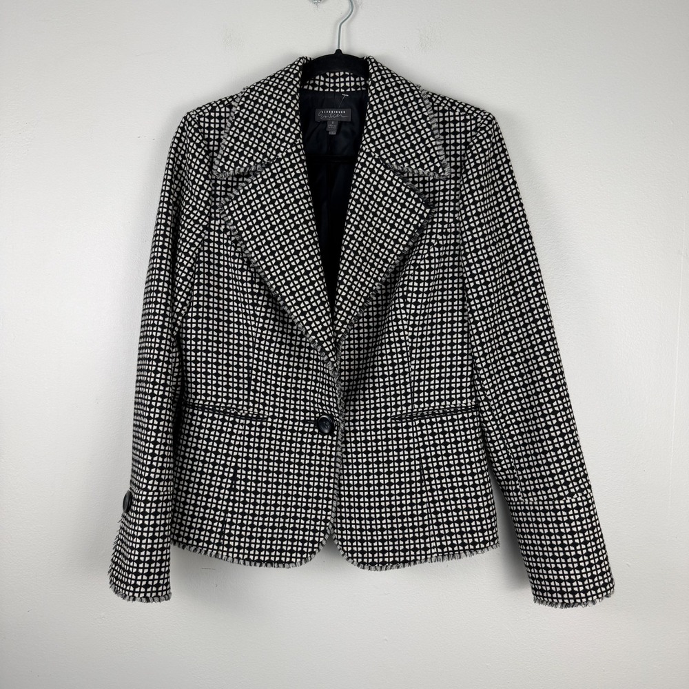 Classiques Entier Blazer Jacket Womens 8 Black‎ Geometric Wool Classic Career